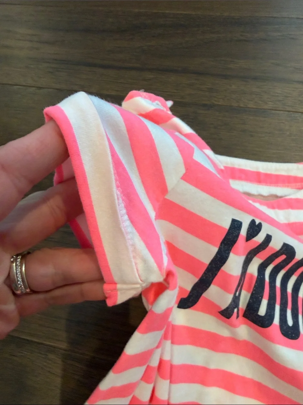 OshKosh B'gosh Pink and White Striped Knit Tee Dress Size 5 - C34-082